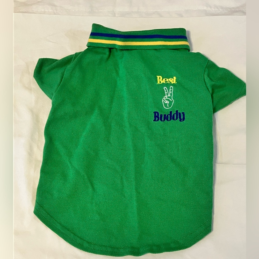 TOP PAW "Best Buddy Green Dog Polo Shirt - Medium